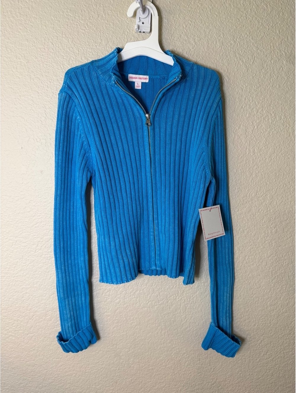 Girls Large Design History Blue Full Zip Sweater